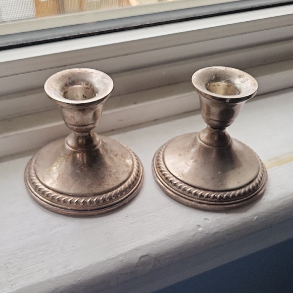 Elegant Sterling Silver Candle Holders - Picture 1 of 6